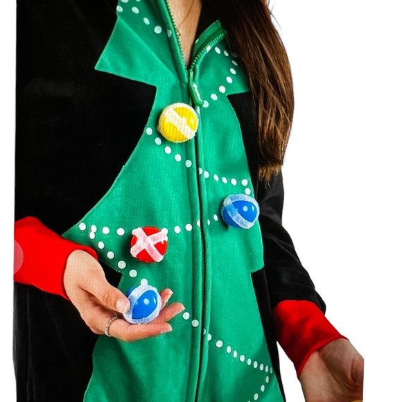 TIPSY ELVES Christmas Tree Toss Game Jumpsuit Size Large - Picture 3 of 13